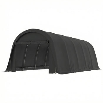 12' x 23.6' Heavy Duty Carport, UPF50+ Portable Garage Car Canopy Tent with Galvanized Frame, Large Door, Dark Gray