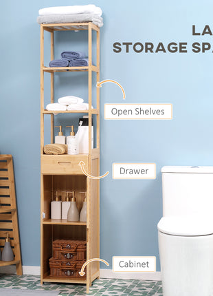 Bathroom Storage Cabinet with Drawer and Slatted Shelves