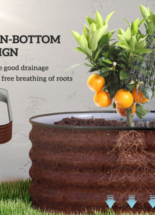 7.9' x 2' x 1.4' Galvanized Raised Garden Bed Kit, Metal Planter Box with Safety Edging, Brown