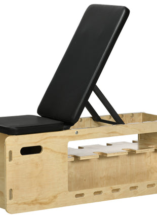 Wooden Workout Bench with Dumbbell Rack and Resistance Bands, Adjustable Incline Weight Bench for Home Gym