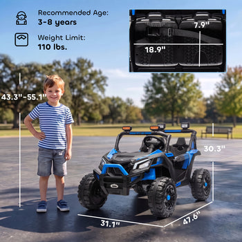 24V 2 Seater Ride On Truck Car for Big Kids with Remote Control, Dual Motors, 4-Wheel Suspension for Ages 3-8, Blue