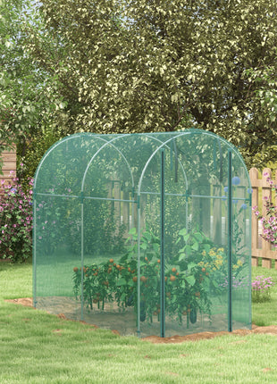 Galvanized Steel Crop Cage, Plant Protection Tent with Zippered Door, 4' x 8', Green