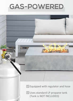 Outdoor Propane Fire Pit Table Faux Grey Ledge Stone 42-inch Square Gas Fire Pit Table, 50,000BTU Auto Ignition Gas Firepits with Protective Cover, Lava Rocks, CSA Certification for Outdoor, Grey