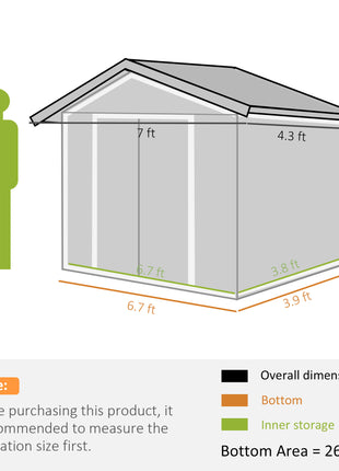 7x4 Storage Shed, Outdoor Garden Tool Shed with Foundation Kit, Vents & Sliding Doors for Backyard Patio, Brown