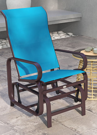 Gliding Lounger Chair, Single Rocker with Lightweight Metal & Mesh Construction, Blue
