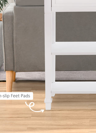 Modern Style Sofa Console Entry Hallway Table with Drawer and Shelves, Sturdy Build, and Large Storage, White