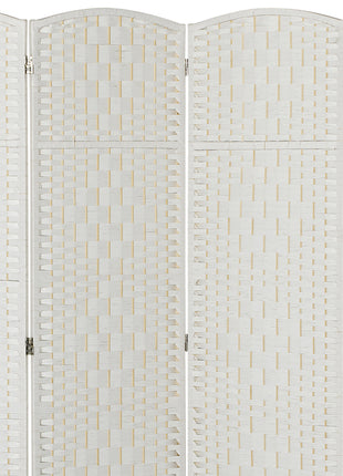 Room Divider, 3 Panel Folding Privacy Screen, 6FT Tall Portable Weave Partition Wall Divider for Bedroom, White