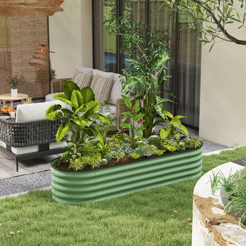 6.4' x 2' x 1.4' Galvanized Raised Garden Bed Kit, Metal Planter Box with Safety Edging, Green