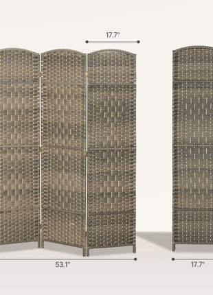 Folding Room Divider Screen 3 Panel 6' Tall Privacy Screen Freestanding Wood Partition for Home Office, Dark Rustic Oak