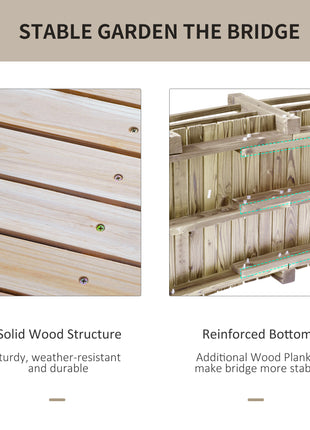 5 ft Wooden Garden Bridge Arc Footbridge with Railings for your Backyard, Natural Wood