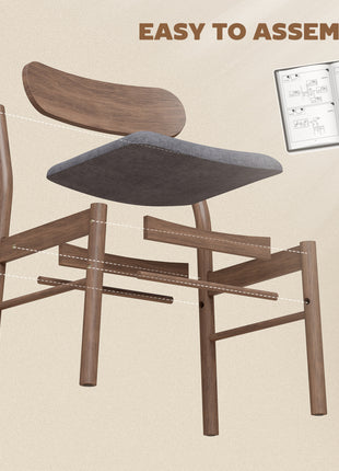 Set of 2 Dining Chairs, Upholstered Dining Room Chairs with Rubberwood Legs and Padded Seat for Kitchen, Gray