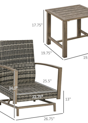 Patio Bistro Set, Porch Furniture with Soft Cushions and Rocking Function for Yard, Lawn, Porch, Dark Gray
