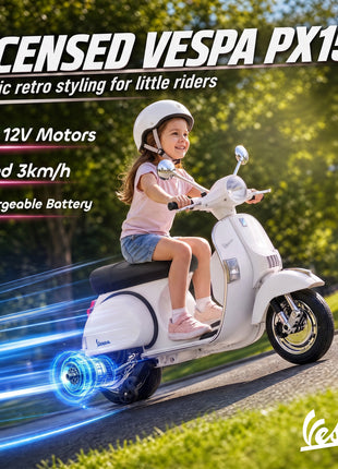 12V Kid Motorcycle, Electric Motorbike with Training Wheels, Rear Suspension, Steering Limitation for 3-6 Years, White