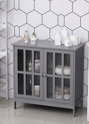 Contemporary Storage Cabinet, Cupboard Buffet Credenza with 2 Doors for Kitchen, Hallway, Living Room, Gray