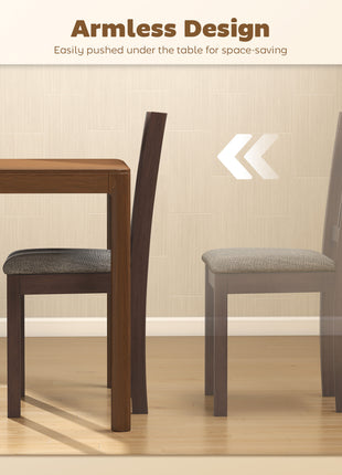 Dining Chairs Set of 2 Linen Upholstered Kitchen Chairs with Rubberwood Legs for Dining Room Living Room Espresso Gray