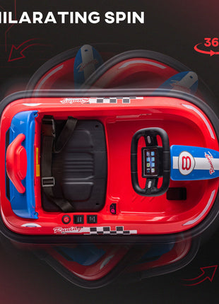 Bumper Car for Kids, 360° Rotation 6V Electric Ride On Bumper, Red