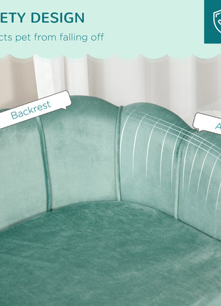 Pearl Design Pet Sofa for Medium and Large Sized Dogs, Pet Bed with Cushion and Solid Wood Legs, Green