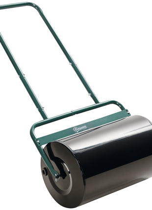 20-Inch Push/Tow Behind Lawn Roller Filled with 10 Gal Water or Sand for Flattening Sod in the Garden, Dark Green