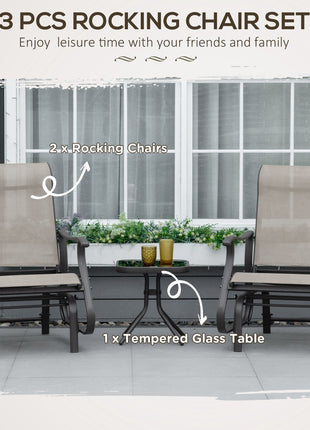 Outdoor Gliding Chairs Set Durable Compact for Patio, Bistro Tea Time, Perfect for Couples & Families, Gray