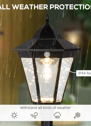 76.5" Solar Lamp Post Light, Dusk to Dawn Vintage Style Street Light, Aluminum Solar Powdered Lamp, PIR Motion Sensor for Garden, Lawn, Pathway, Driveway, Black