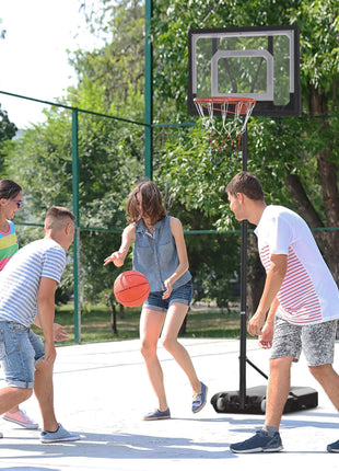Portable Basketball Hoop System Stand with 33in Backboard, Height Adjustable 5FT-7FT Basketball Goal for Indoor Outdoor Use