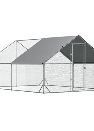 10' x 13' x 6.5' Metal Frame Chicken Run, Outdoor Hen House with Cover & Lockable Door
