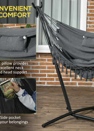 U Shape Stand Hammock Chair, Headrest Include Hammock Swing, Dark Gray