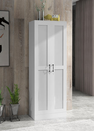 White Storage Cabinet with Adjustable Shelves and Tall Design, for Kitchen Storage , Perfect for Home Use and Family Organization