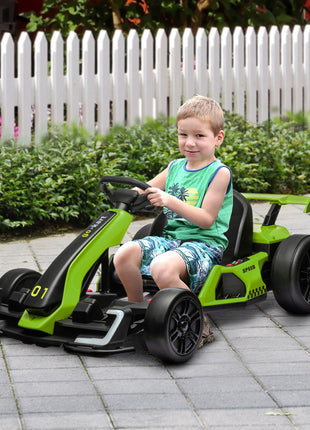 24V 7.5 MPH Electric Go Kart with Adjustable Seat, Slow Start, Green