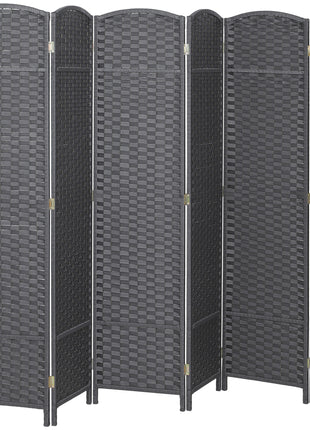 Folding Room Divider Screen 6 Panel 5.6' Tall Privacy Screen Freestanding Room Partition for Home Office, Charcoal Gray