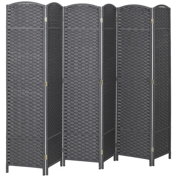 Folding Room Divider Screen 6 Panel 5.6' Tall Privacy Screen Freestanding Room Partition for Home Office, Charcoal Gray