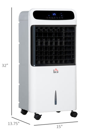 3-In-1 Ice Cooling Fan, Mobile Evaporative Air Cooler with Remote, Timer, Oscillating for Home Office, Bedroom, White