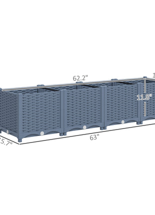 Plastic Raised Garden Bed, 5 x 1 x 1 ft Outdoor Flower Box with Drainage Holes for Vegetables, Herbs, Blue