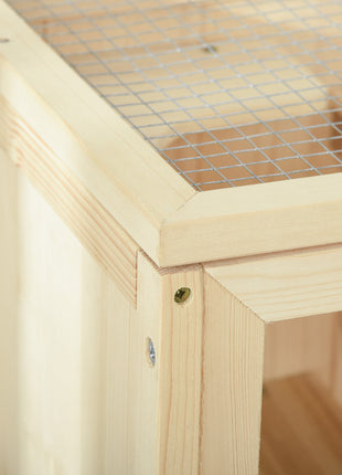 3-Tier Wooden Hamster Cage Mice and Rat Cage Small Animals Hutch with Openable Top, Front Door, Shelf, Natural Wood