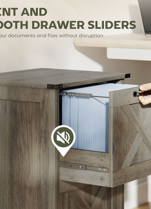 Vertical File Cabinet with 2 Drawers, Rustic Farmhouse Office Storage Cabinet for A4, Letter Size, Distressed Gray