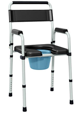 Bedside Commode Chair for Seniors, Adults, Handicap, Raised Toilet Seat with Arm, Adjustable Height, 331 lbs, Black