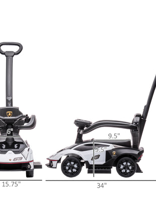 Toddler Push Car, Lamborghini Stroller Walking Car Age for 1-3, White