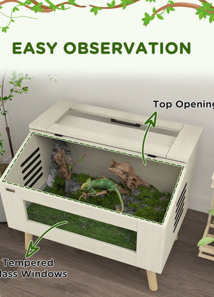 30 Gallon Reptile Tank, Top Opening Reptile Enclosure with Glass Windows for Snakes, Lizards Horned Frogs & Chameleons