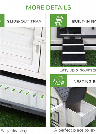 65" Chicken Coop Wooden Chicken House Rabbit Hutch Poultry Cage Hen Pen Backyard with Nesting Box, Ramp, Run