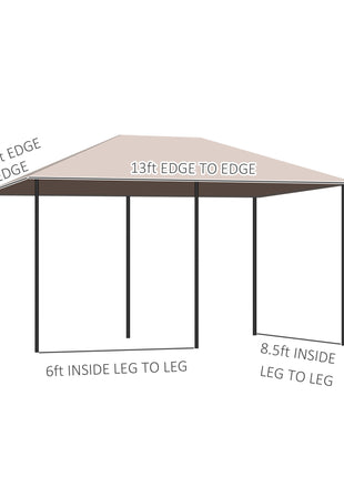 10' x 13' Outdoor Patio Gazebo Canopy Shelter with 6 Removable Sidewalls, & Steel Frame for Garden, Lawn, Backyard and Deck, Khaki