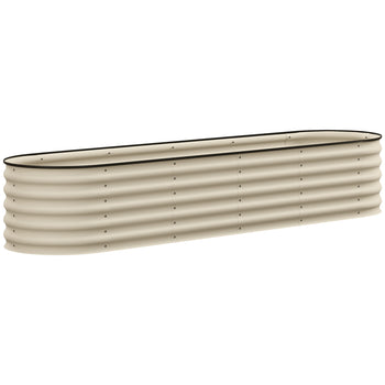 7.9' x 2' x 1.4' Galvanized Raised Garden Bed Kit, Metal Planter Box with Safety Edging, Cream