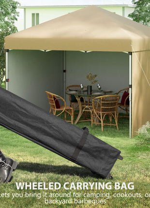 10' x 10' Pop Up Canopy with Sidewalls, Weight Bags and Carry Bag, Height Adjustable Tent for Parties, Beige