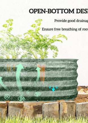 7.9' x 2' x 1' Galvanized Raised Garden Bed Kit, Metal Planter Box with Safety Edging, Green