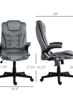 6 Point Executive Office Chair with Heat, Velvet High Back Vibrating Massage Office Chair, Dark Gray