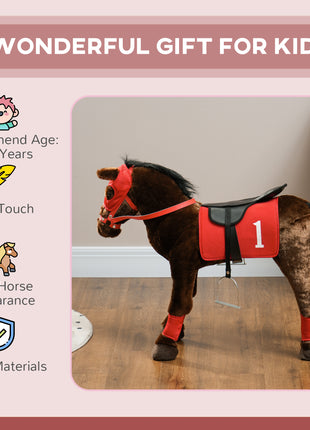 Ride on Horse for Kids 3-8 Years Old w/ Neighing Sound, Saddle & Stirrups