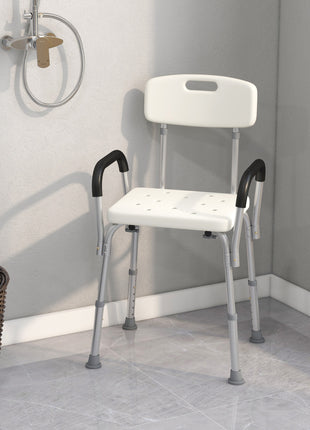 Shower Chair, Mobility Medical Grade Bath Chair, Adjustable Shower Bench with Removable Armrests for Seniors, Handicap, Disabled