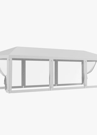 10' x 28' Party Tent, Outdoor Wedding Canopy & Gazebo with Removable Sidewalls, Shade Shelter for Events, BBQs, White