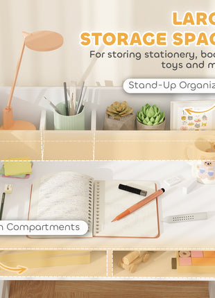 Kids Desk and Chair Set with Storage and Shelves, for Bedroom & Study Room, Gift for 3-8 Years Old, White