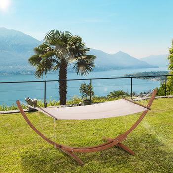 10' Wood Outdoor Hammock, Hammock with Stand Rainbow Bed, Heavy Duty Roman Arc Hammock for Single Person for Patio Backyard Balcony Porch, White