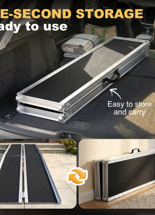 10' Skidproof Portable Wheelchair Ramp for Home, Steps, Doorways, Carpeted Foldable Handicap Ramp, Threshold Ramp